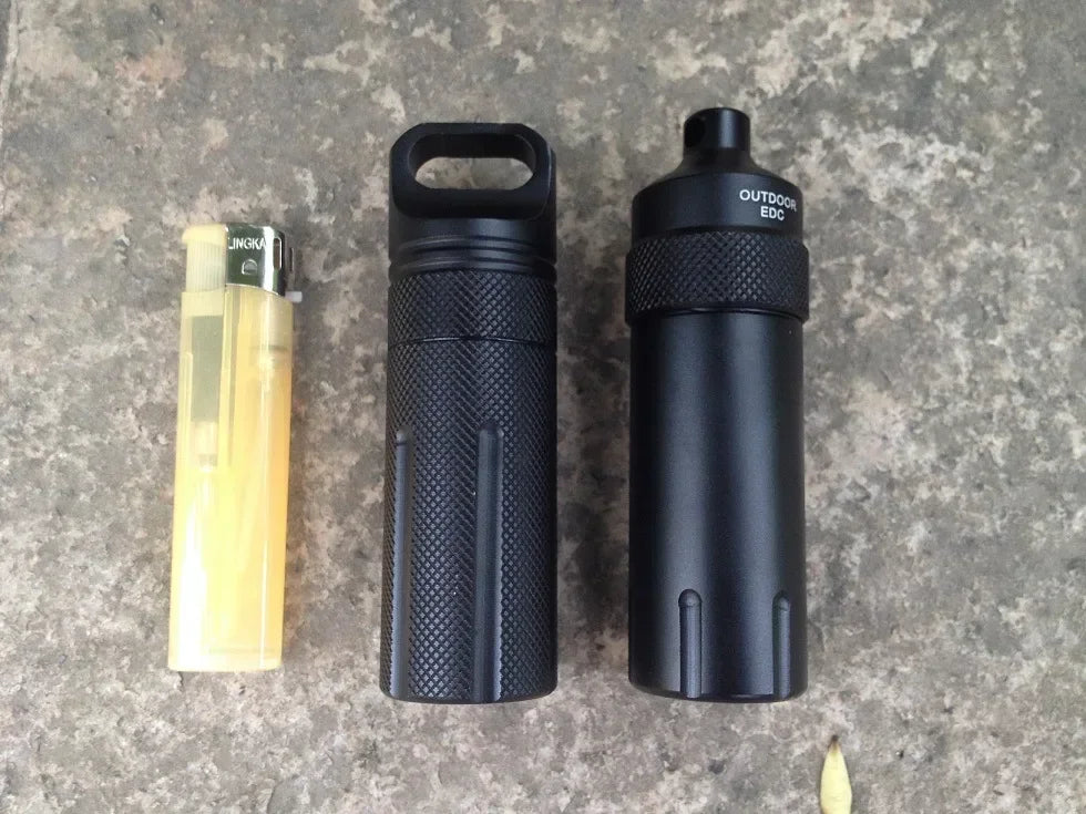 Kit de primeiros socorros de emergência CNC à prova d'água para uso externo, equipamento de sobrevivência e segurança, frasco de comprimidos de alumínio para camping, caixa de armazenamento EDC para tanque.