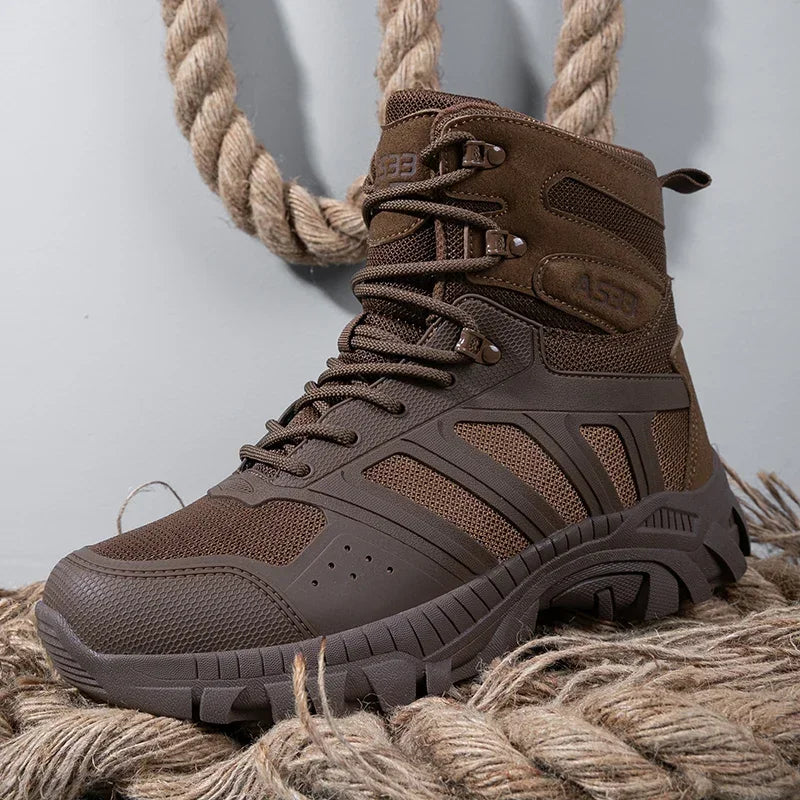 Botas táticas masculinas com cadarço, estilo militar, para trabalho no deserto, caminhadas, escaladas e uso no tornozelo. Botas unissex, tamanhos grandes, marca impermeáveis.