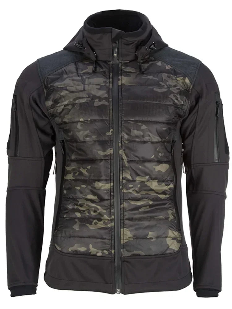 Jaqueta tática Outdoor Soft Shell ISG2.0 aprimorada, à prova de vento e impermeável, com capuz removível, ideal para caminhadas e caça.